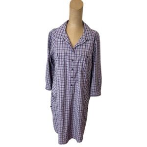 Duluth Trading Women's Armachillo Cooling Plaid Dress Purple Size Medium